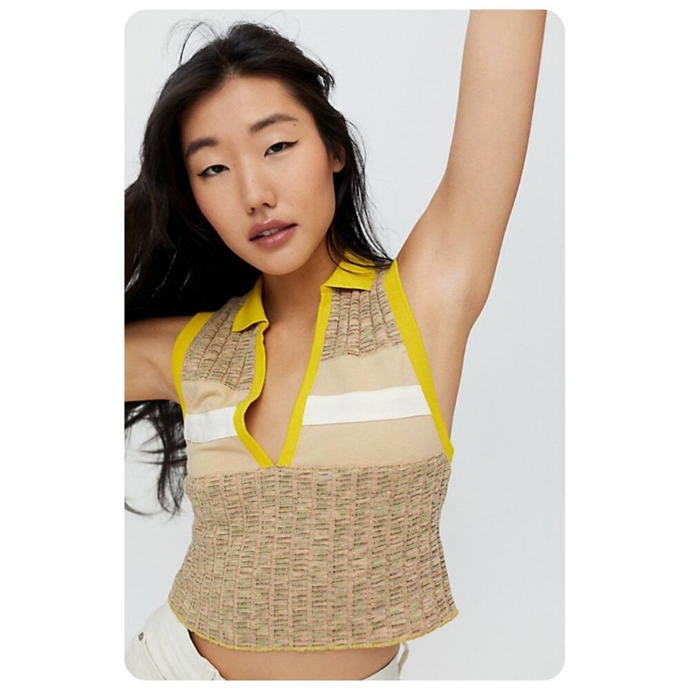 !! BDG Urban Outfitters Ziggy Collared Notch Neck Sleeveless Tank Top sz S